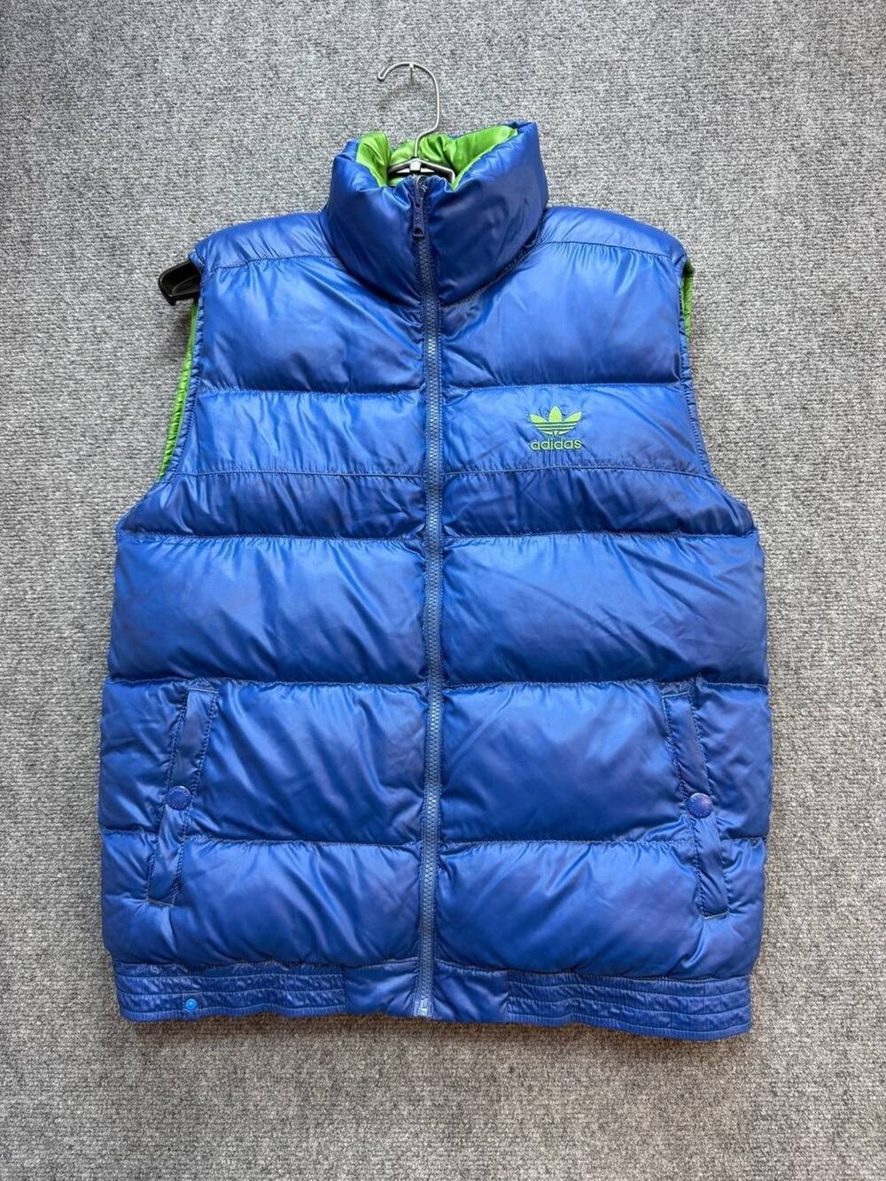 Adidas Originals Men’s S Blue Green Reversible Puffer Vest Trefoil